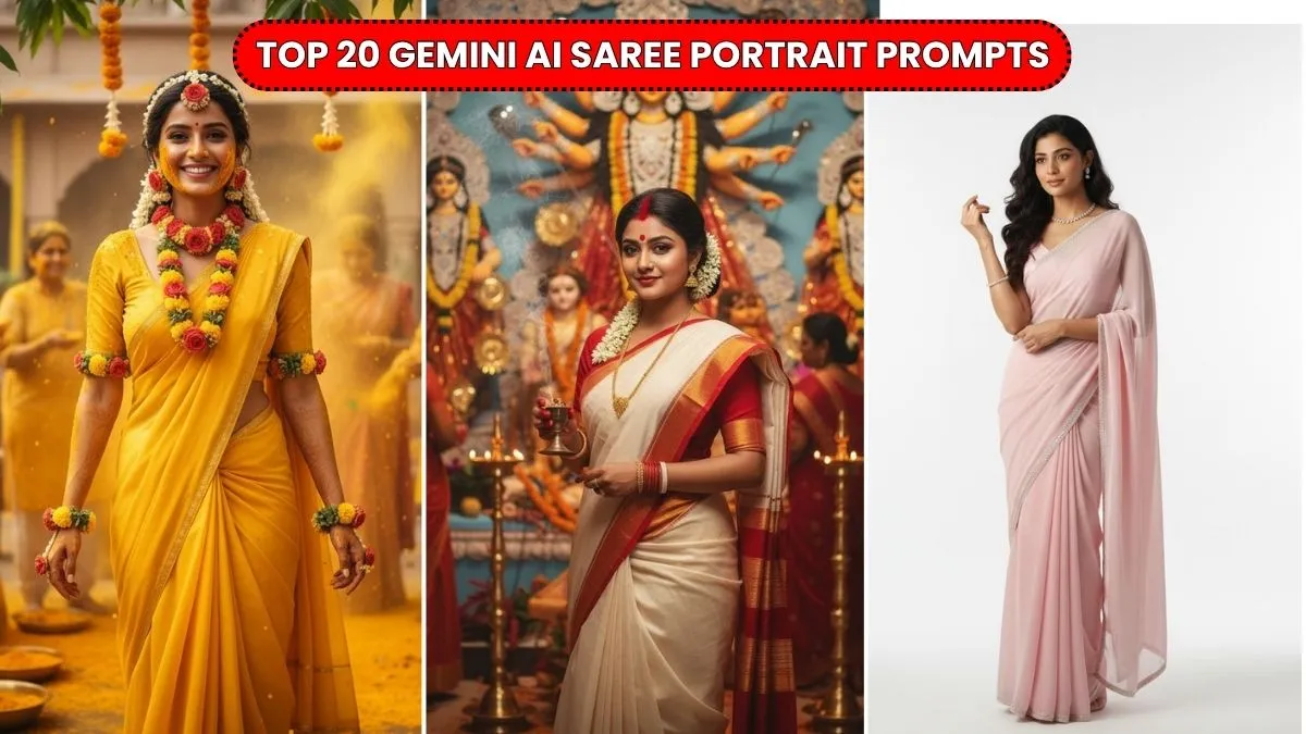 Gemini AI Saree Portrait Prompts – घर बैठे बनाएं Realistic Traditional Photos